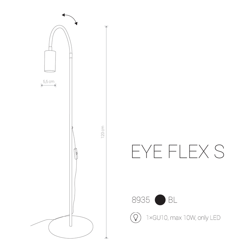 Pastatomas šviestuvas EYE FLEX S BLACK